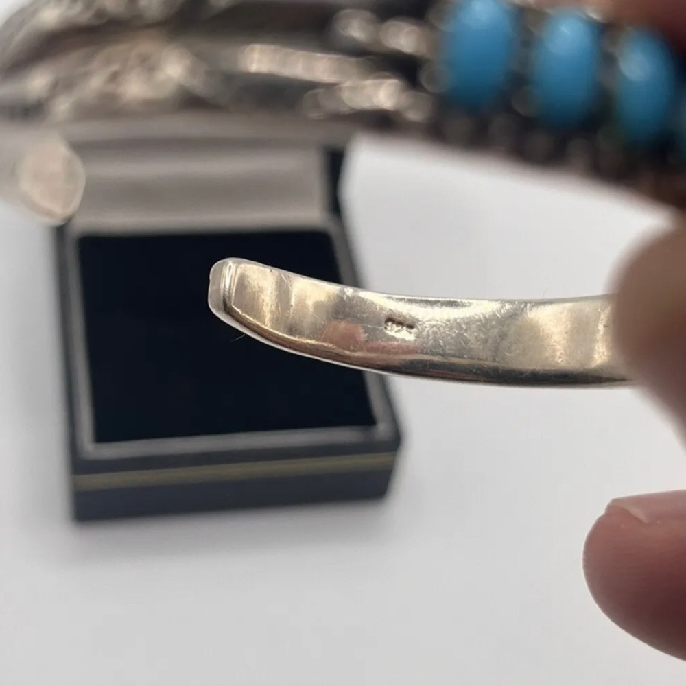 ✨HP✨ RARE ZUNI TURQUOISE SILVER CUFF - Picture 4 of 11